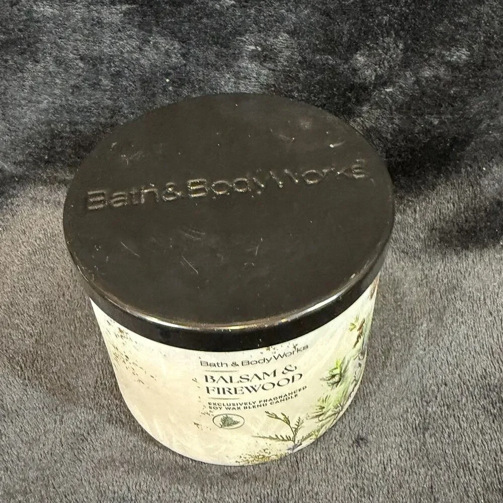 Bath & Body Works BALSAM & FIREWOOD  Large 3-Wick Scented Candle Holiday 2025